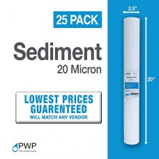 25 Pack PWP 20 Micron 20 X 2.5 Melt Blown Sediment Water Filter Cartridges - B00IWYR1K8